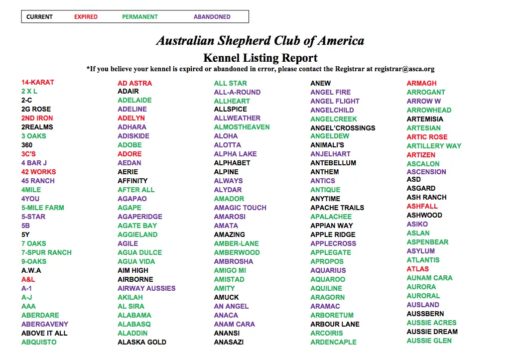 ASCA Kennelname registrieren - Yellowstone Australian Shepherds